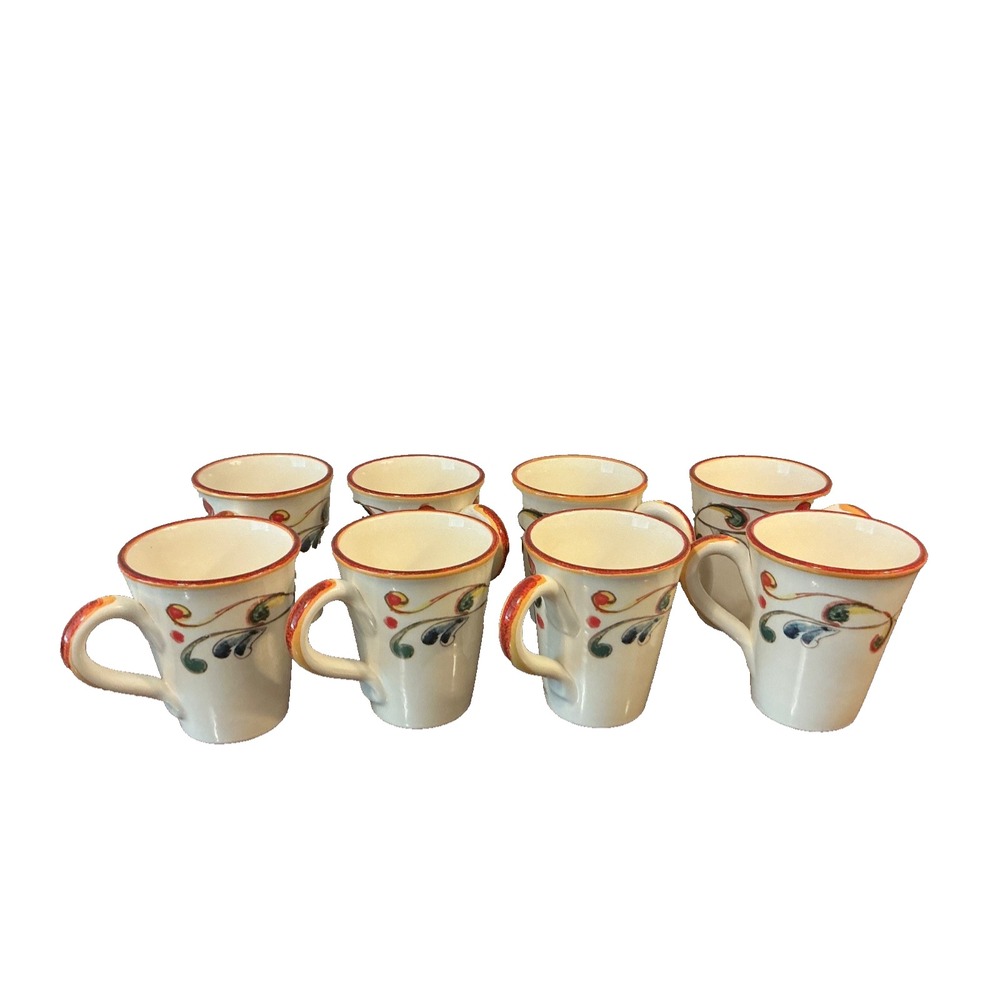 Sur La Table Handcrafted "MARA" Festive Colorful x8 Mugs Made in Italy